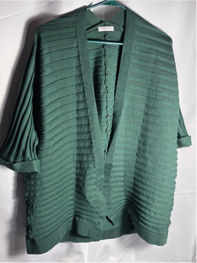 Women's Hotouch Green Ribbed Knit Cardigan M fall cottagecore cozy officewear